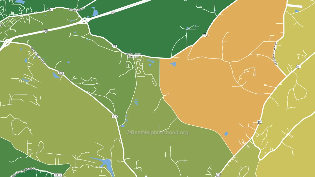 St. Clair Springs, AL block-group voter-turnout map