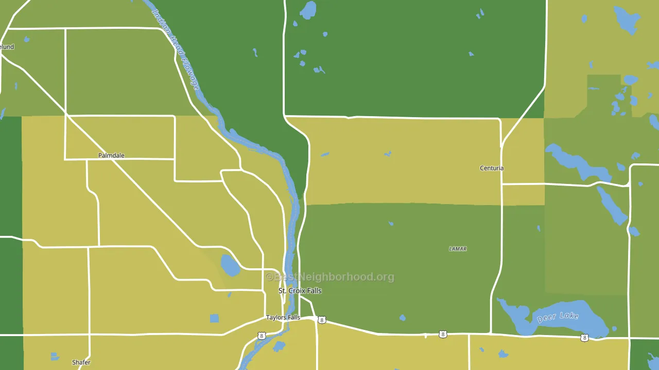 St. Croix Falls, WI block-group voter-turnout map