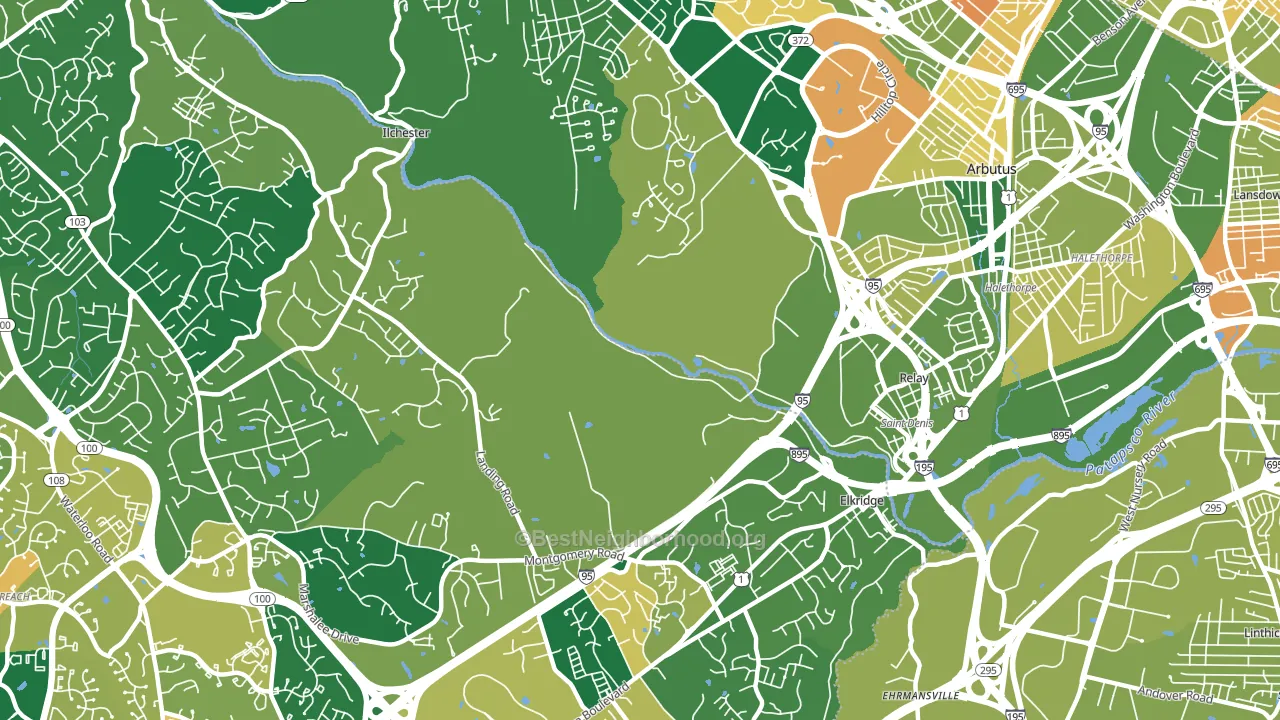 St Denis, Catonsville, MD block-group voter-turnout map