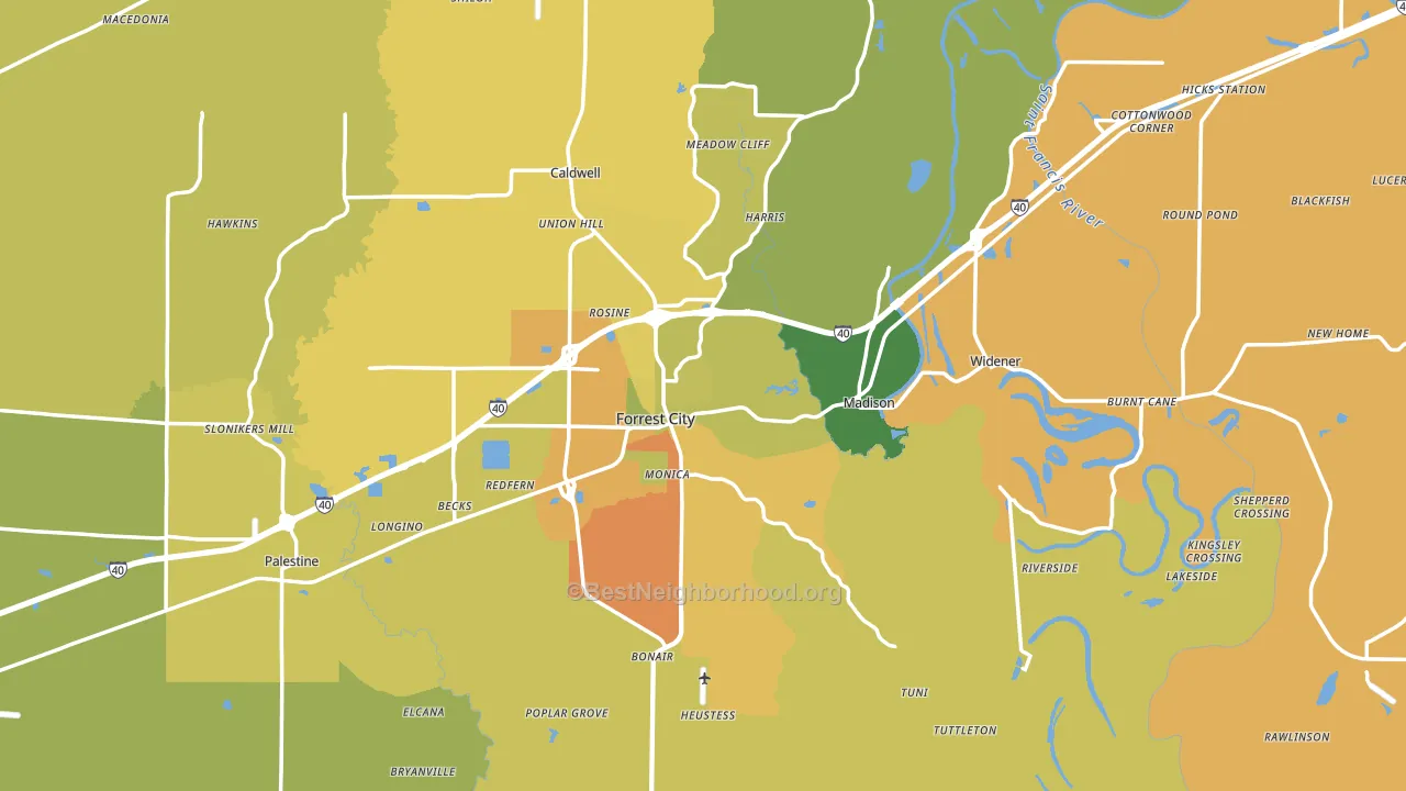St. Francis County, AR block-group voter-turnout map