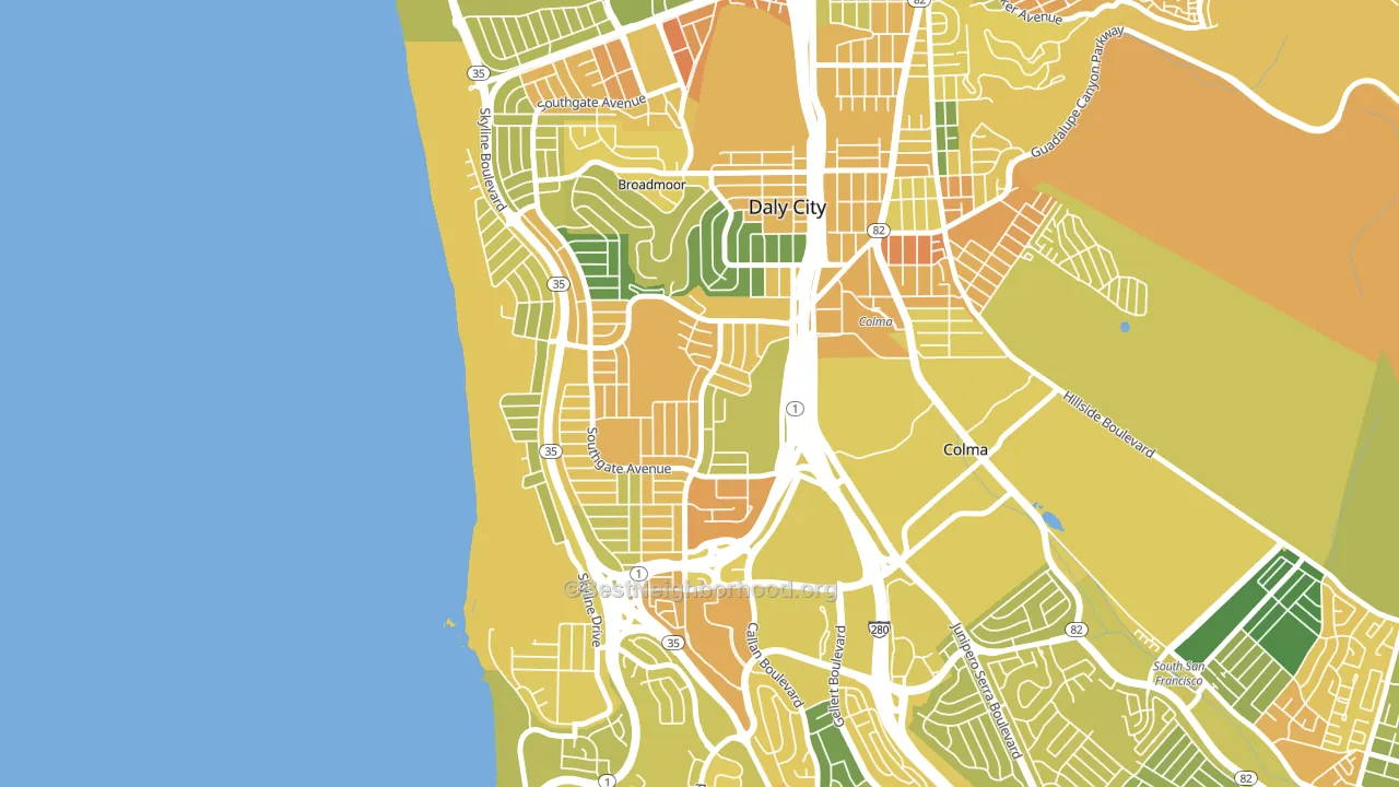 St. Francis, Daly City, CA block-group voter-turnout map