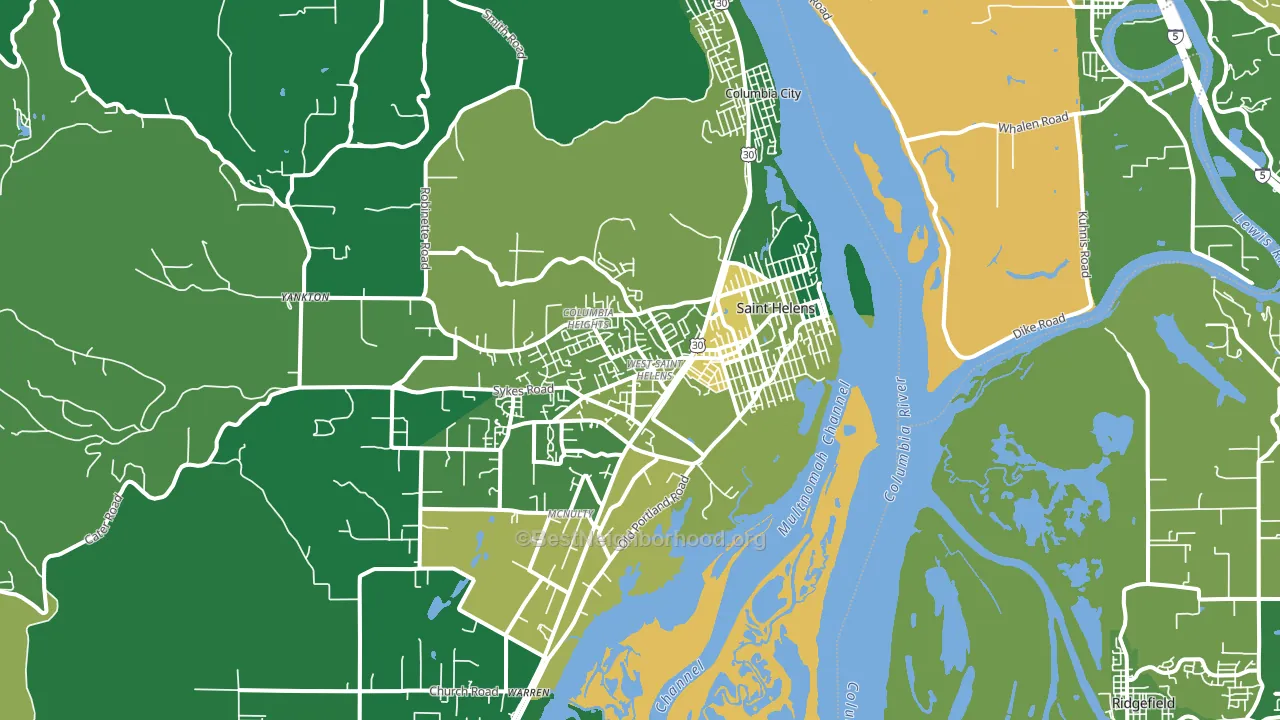 St. Helens, OR block-group voter-turnout map