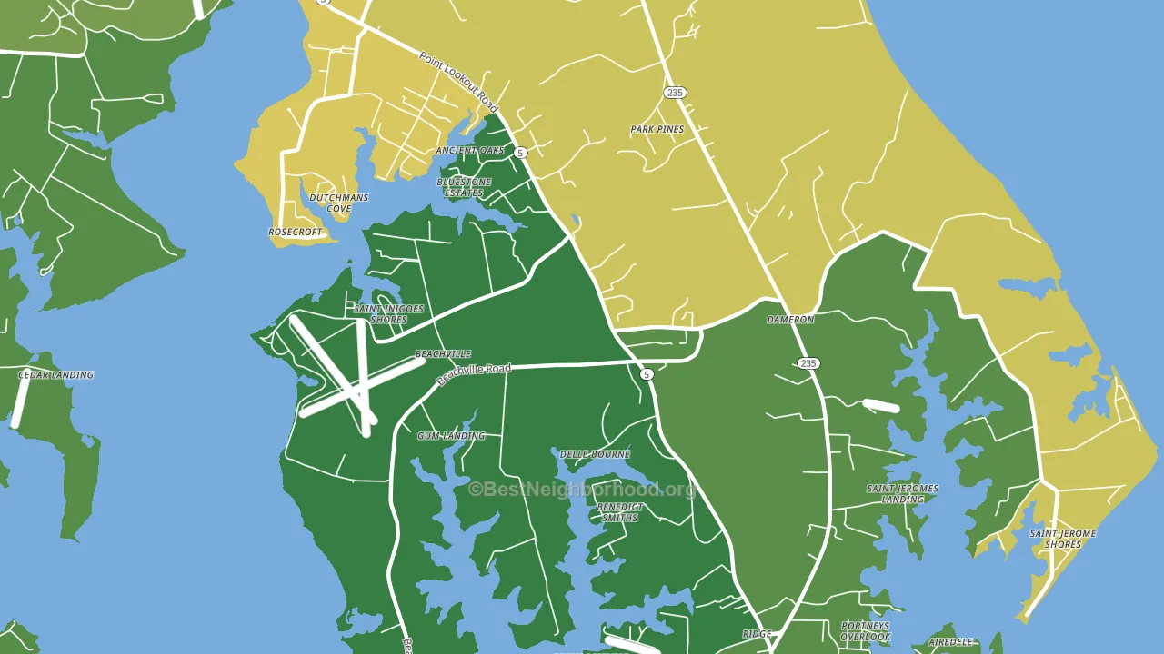 St. Inigoes, MD block-group voter-turnout map