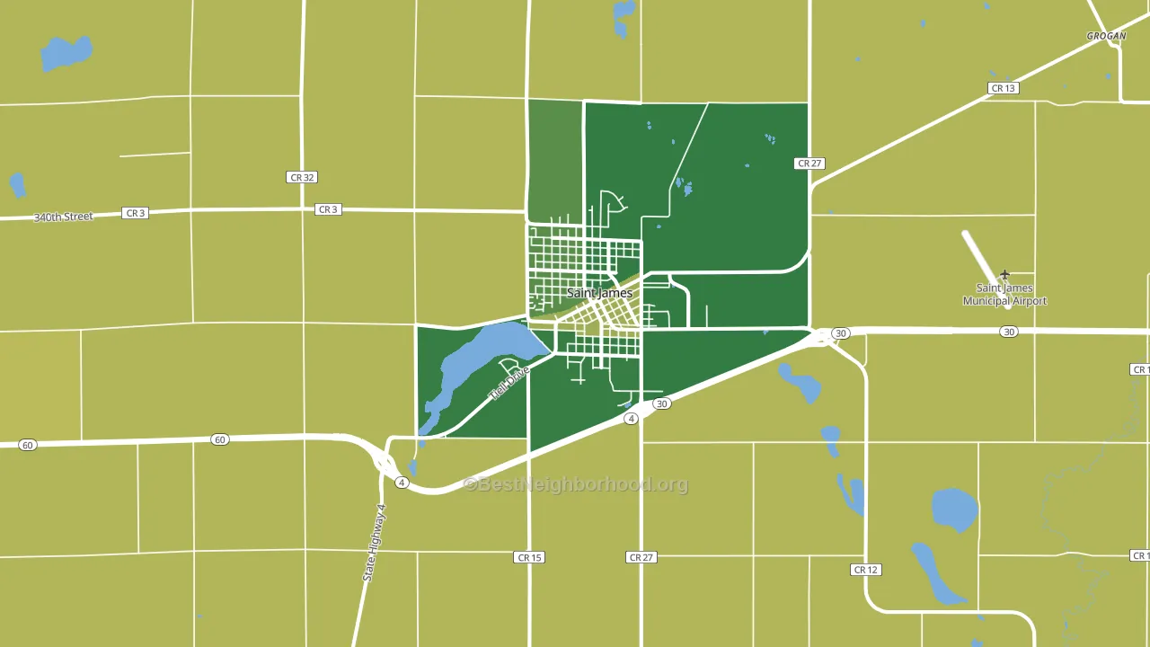 St. James, MN block-group voter-turnout map
