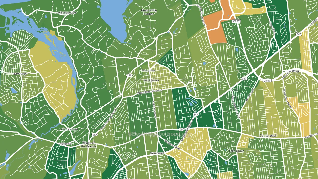St. James, NY block-group voter-turnout map