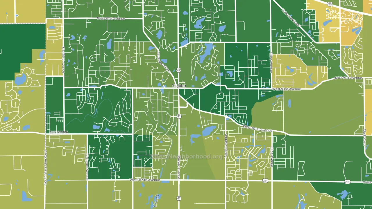 St. John, IN block-group voter-turnout map
