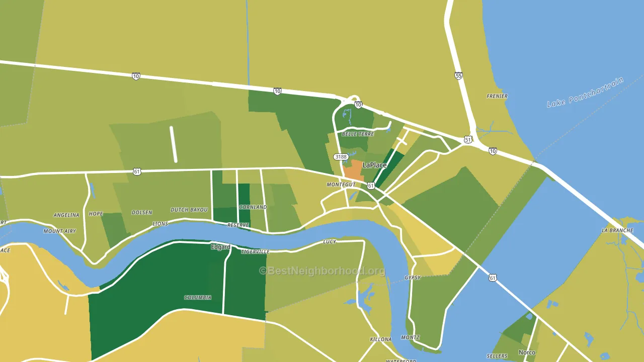 St. John the Baptist Parish, LA block-group voter-turnout map