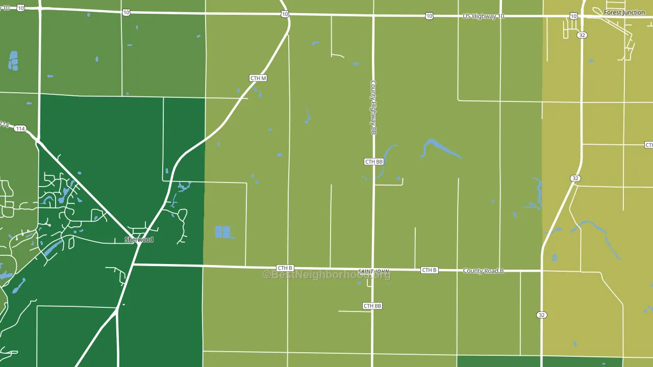 St. John, WI block-group voter-turnout map