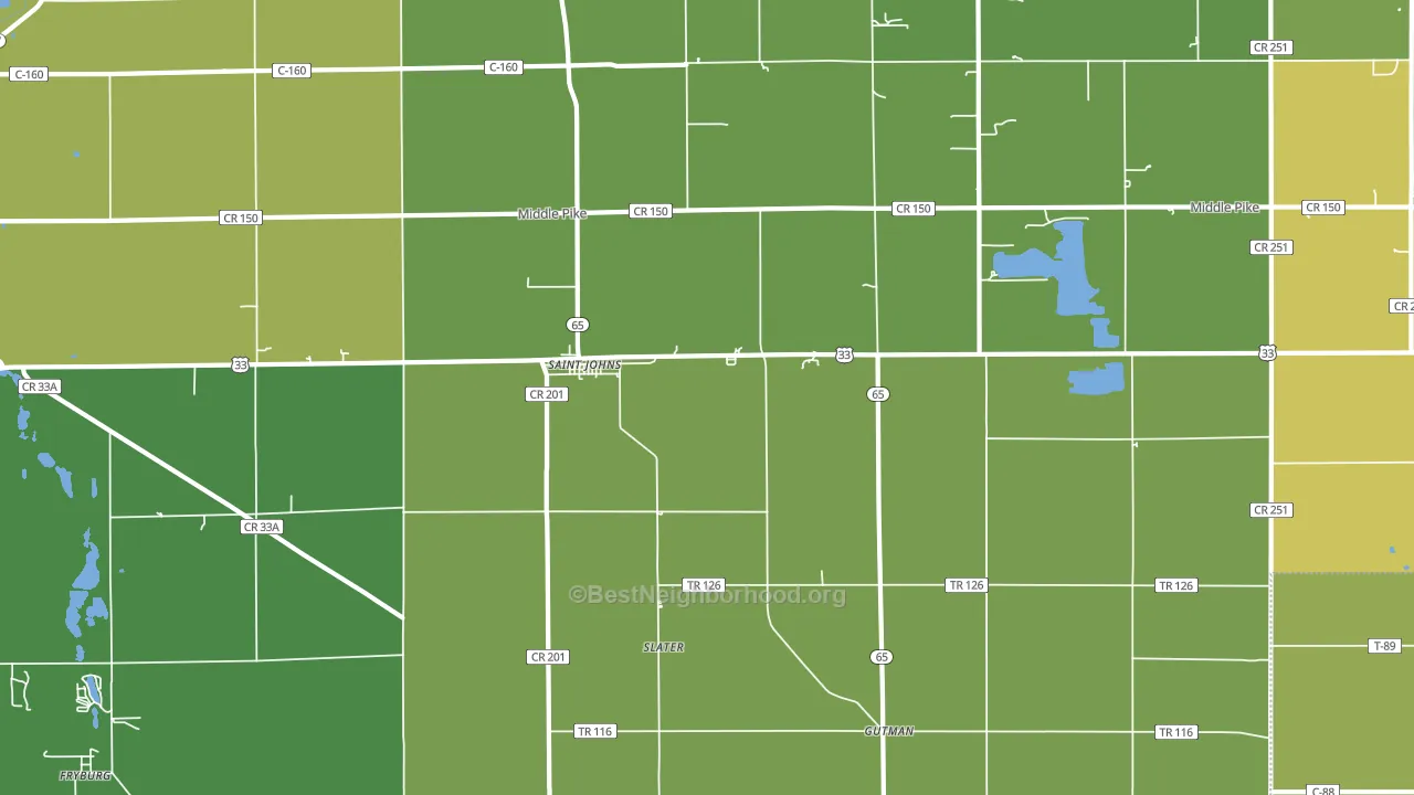 St. Johns, OH block-group voter-turnout map