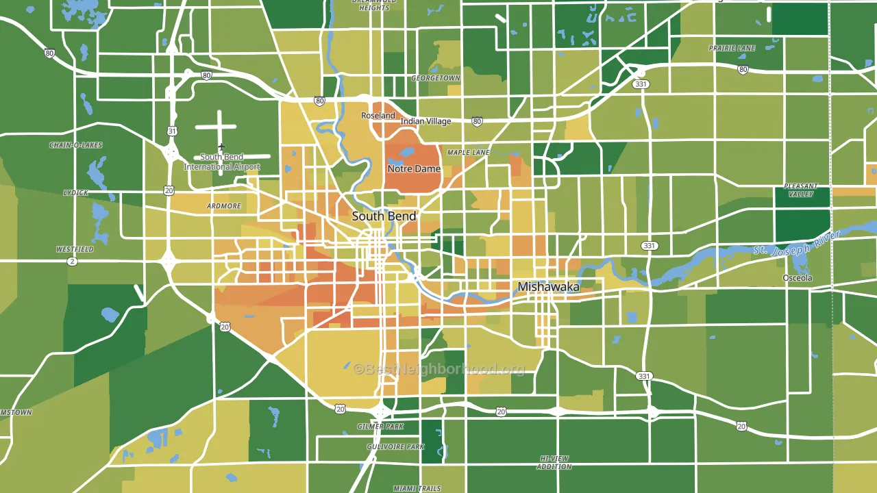 St. Joseph County, IN block-group voter-turnout map