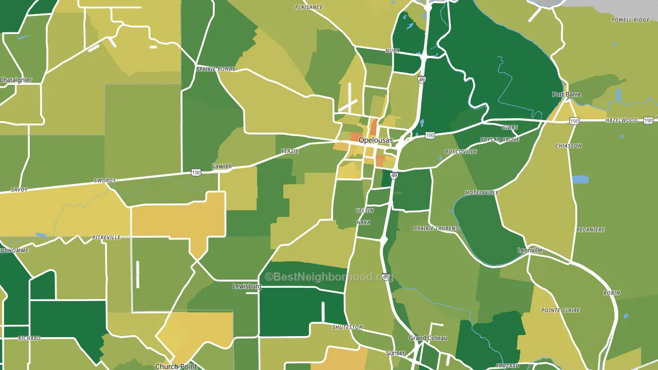 St. Landry Parish, LA block-group voter-turnout map