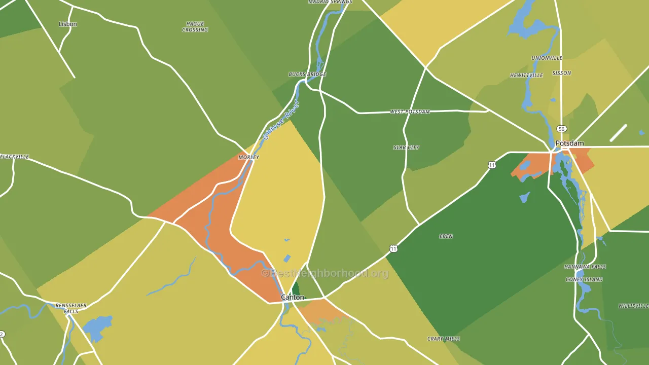 St. Lawrence County, NY block-group voter-turnout map