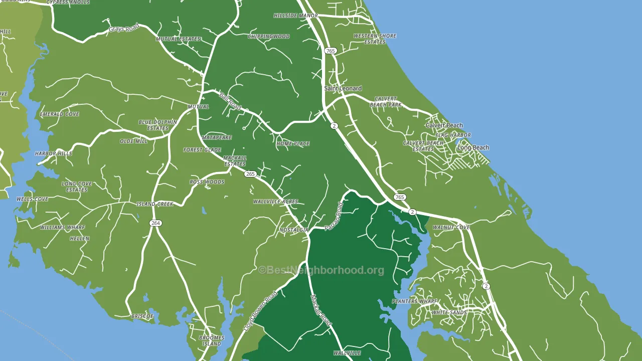 St. Leonard, MD block-group voter-turnout map