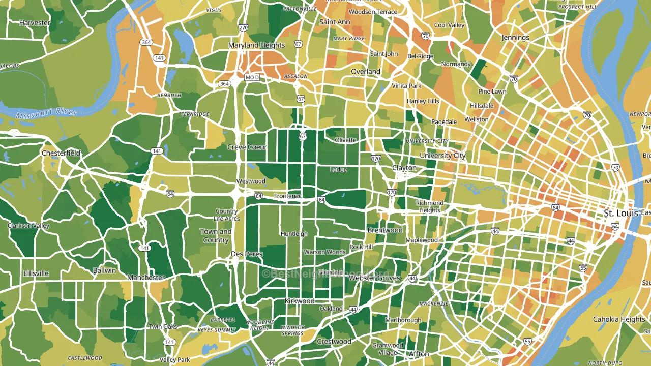 St. Louis County, MO block-group voter-turnout map