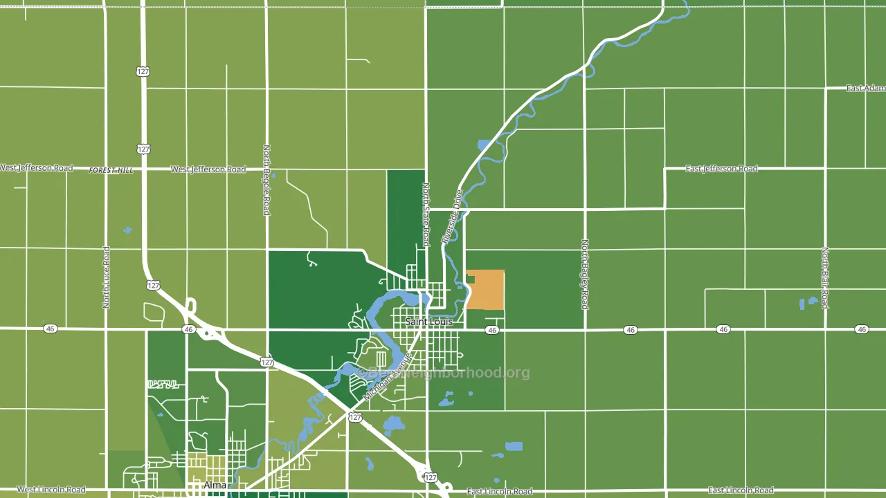 St. Louis, MI block-group voter-turnout map