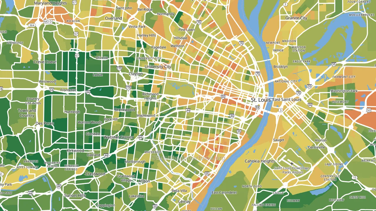 St. Louis, MO block-group voter-turnout map