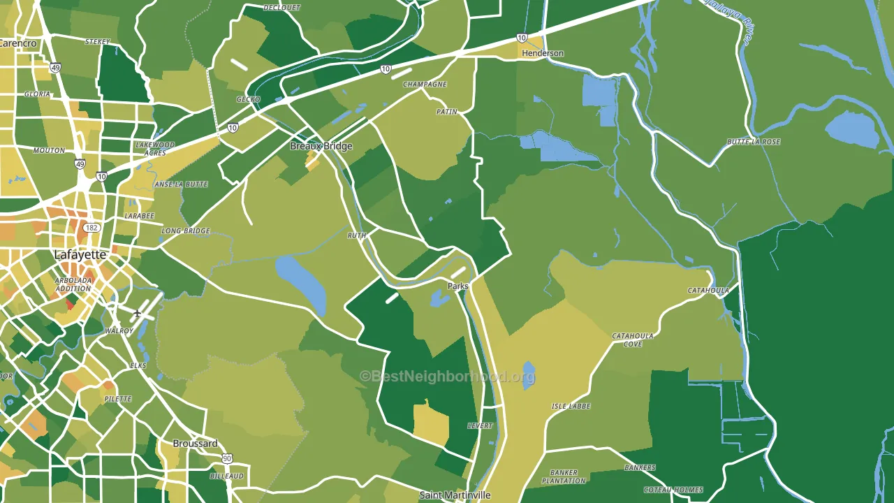 St. Martin Parish, LA block-group voter-turnout map