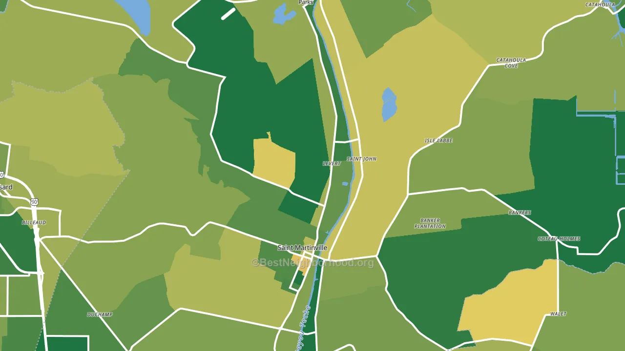 St. Martinville, LA block-group voter-turnout map