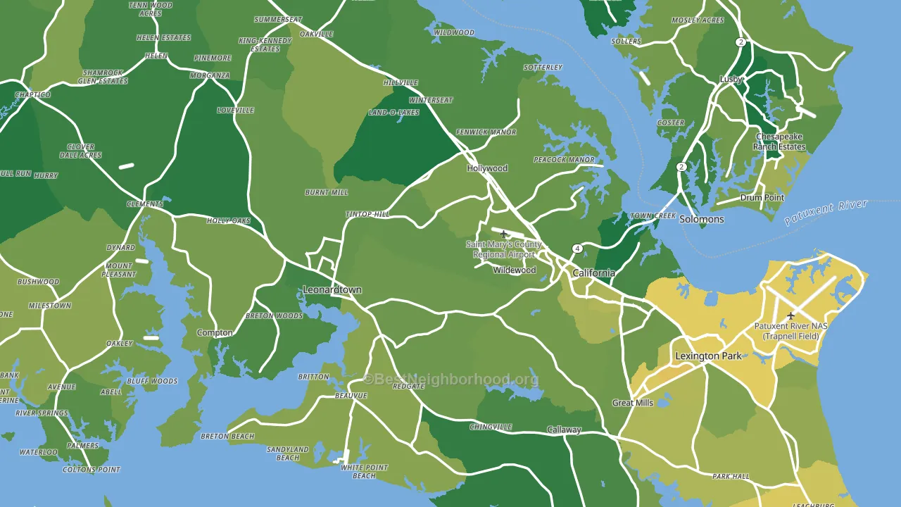 St. Mary's County, MD block-group voter-turnout map