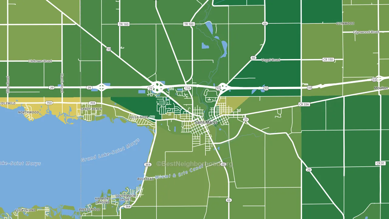 St. Marys, OH block-group voter-turnout map