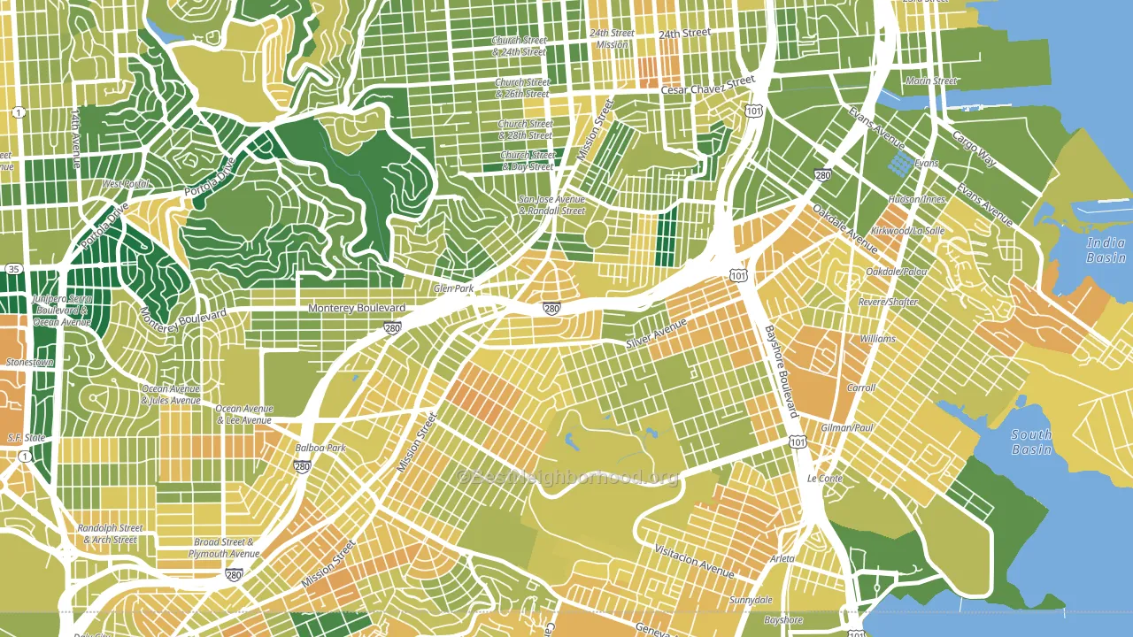 St Marys Park, San Francisco, CA block-group voter-turnout map
