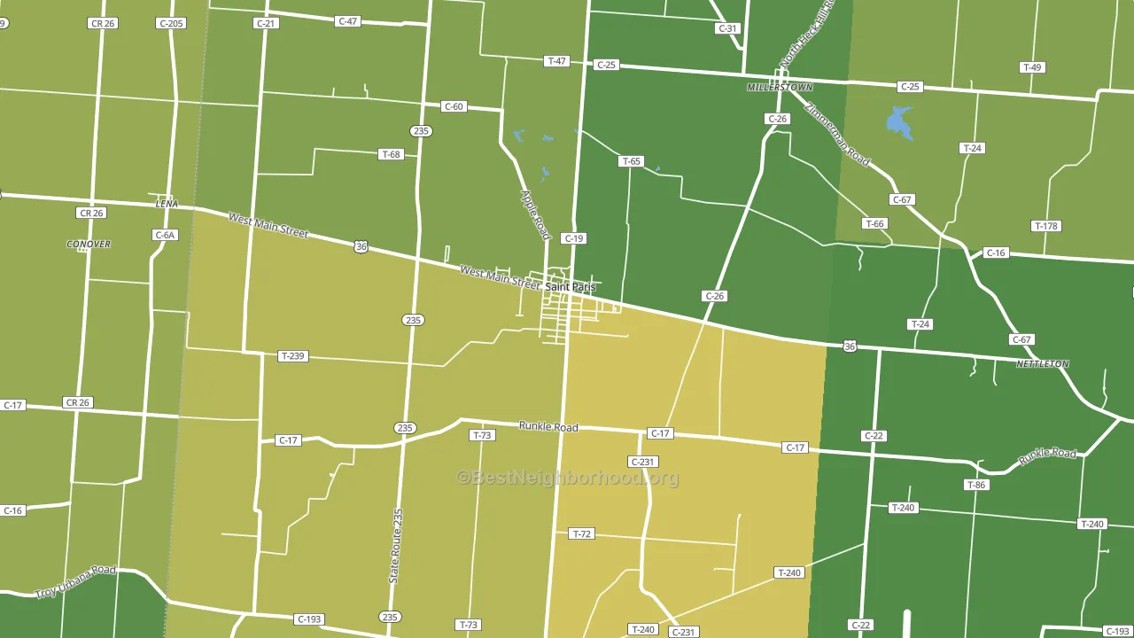 St. Paris, OH block-group voter-turnout map