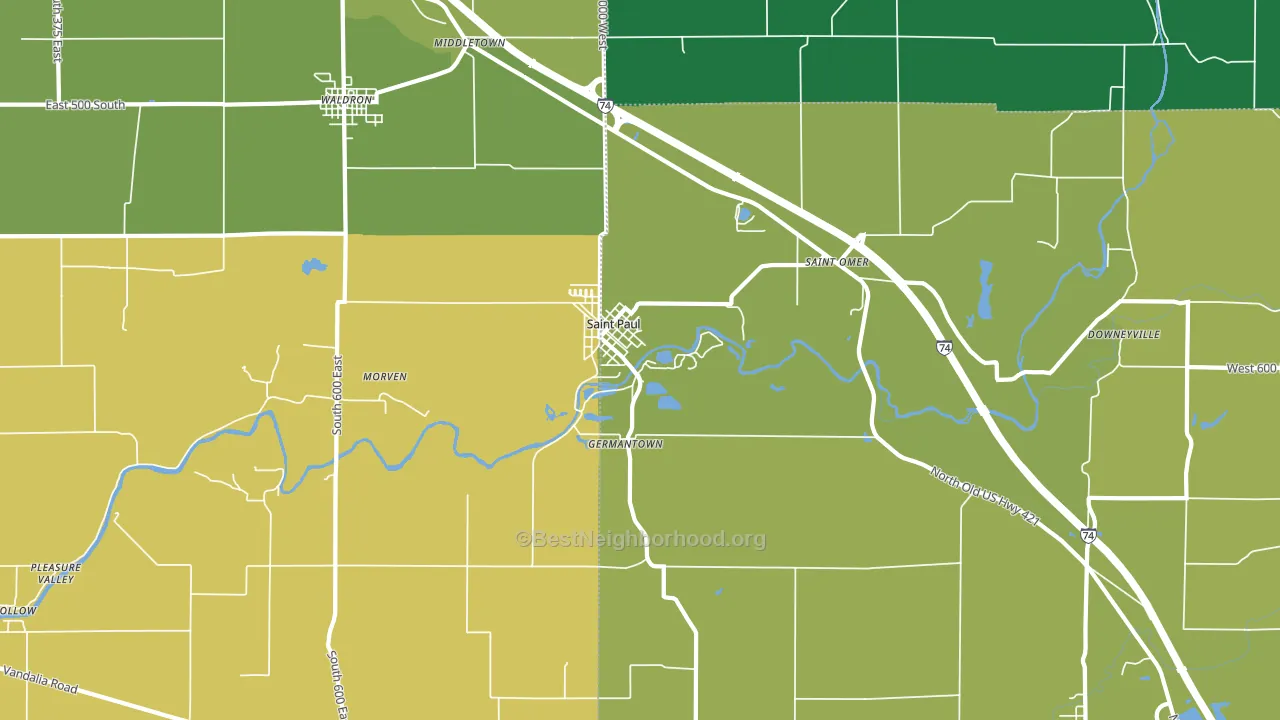 St. Paul, IN block-group voter-turnout map