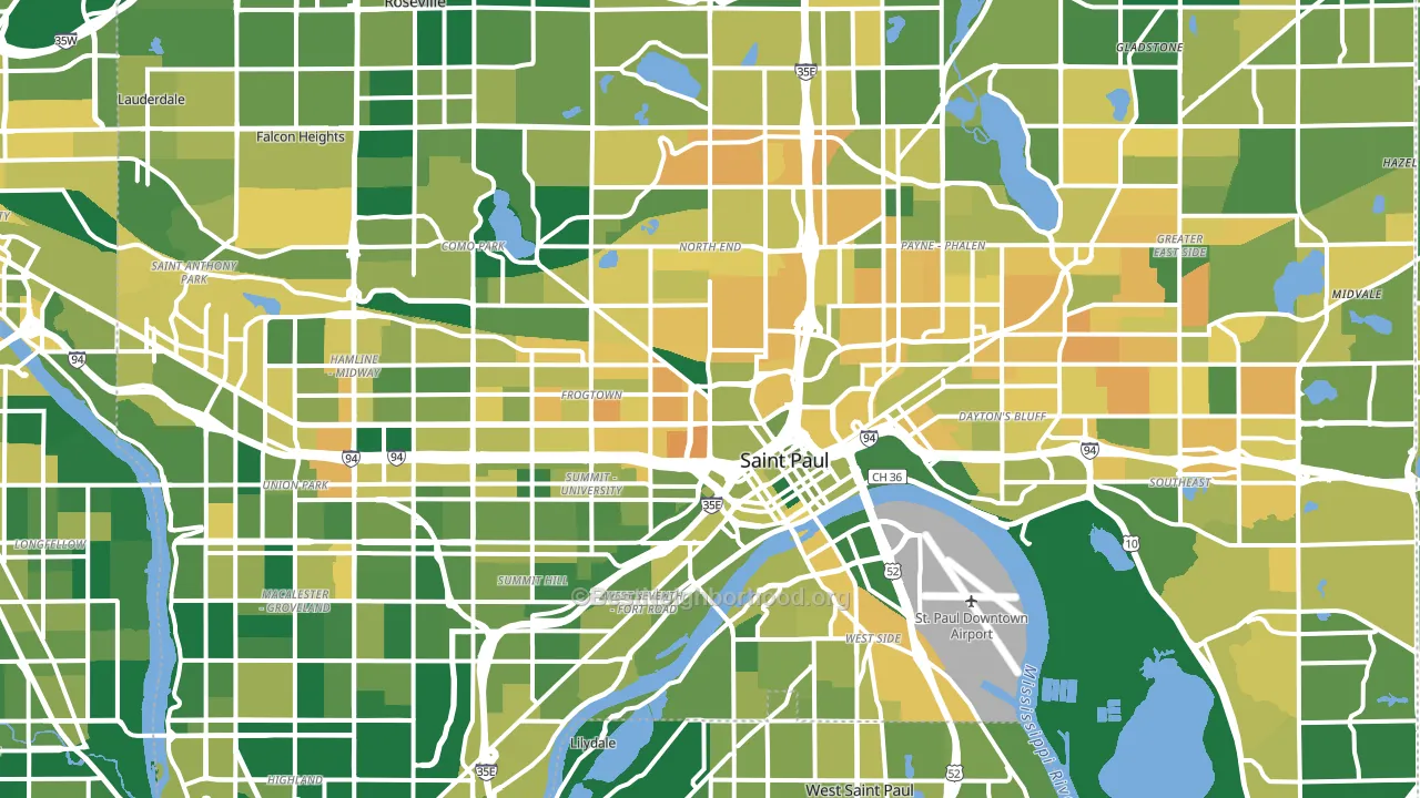 St. Paul, MN block-group voter-turnout map