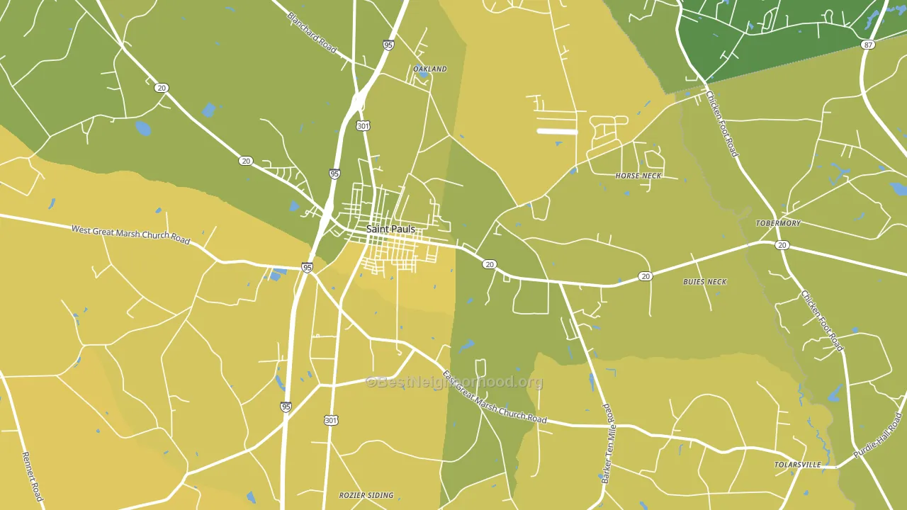 St. Pauls, NC block-group voter-turnout map