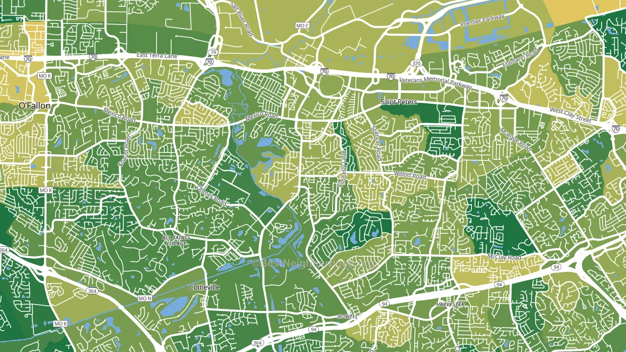 St. Peters, MO block-group voter-turnout map