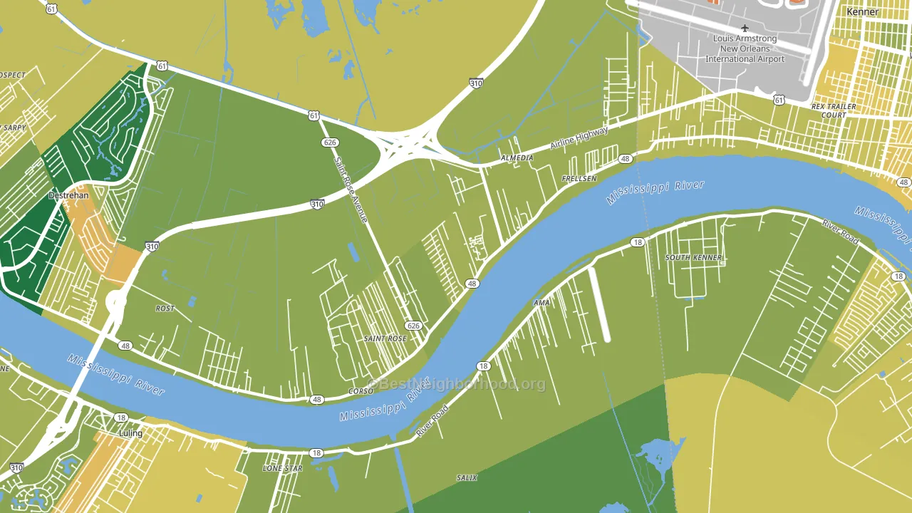 St. Rose, LA block-group voter-turnout map