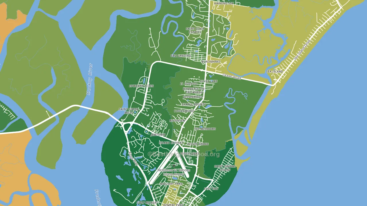 St. Simons, GA block-group voter-turnout map