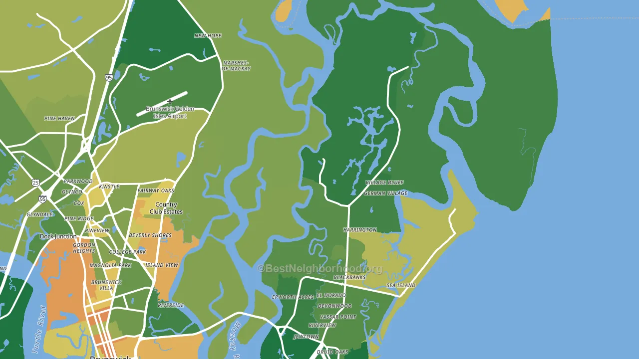 St. Simons Island, GA block-group voter-turnout map