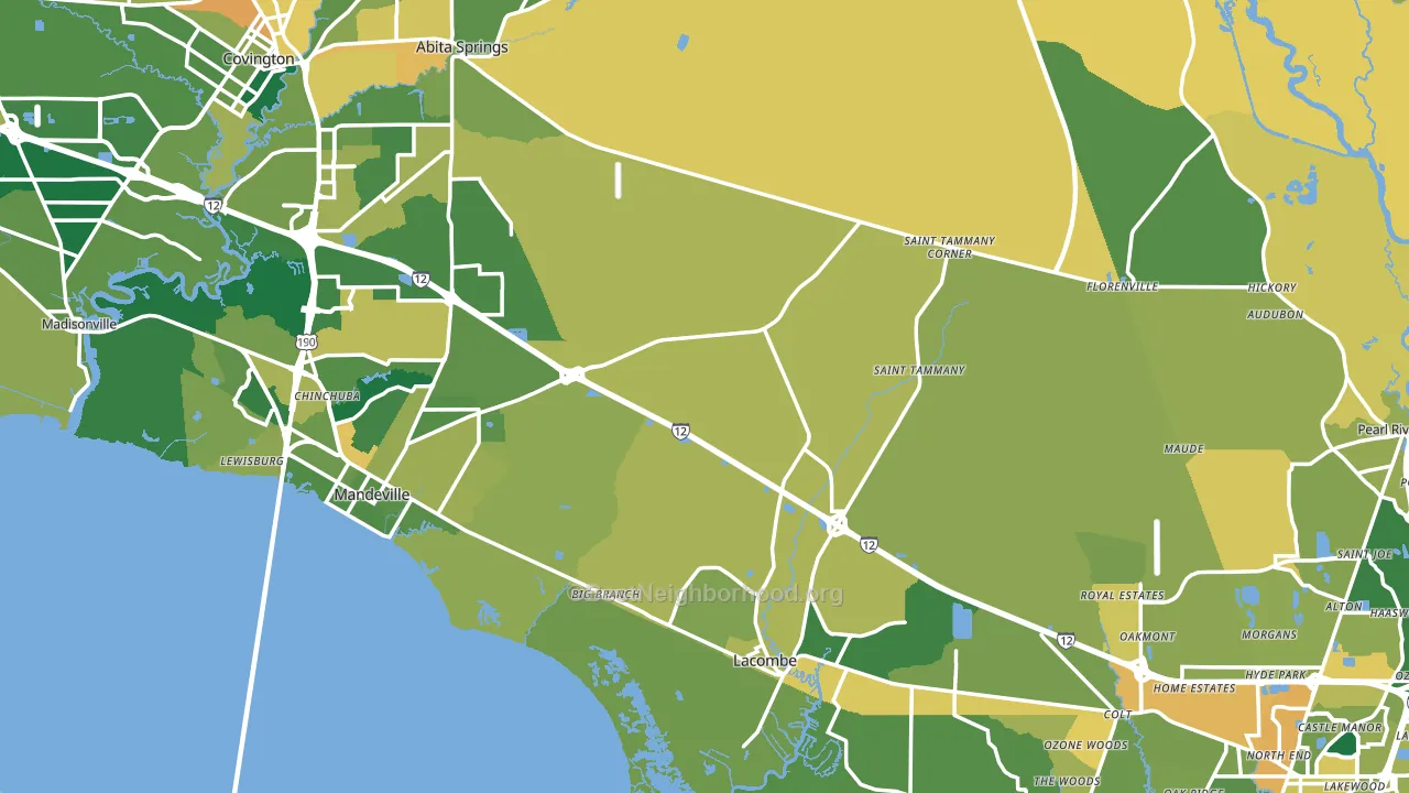St. Tammany Parish, LA block-group voter-turnout map