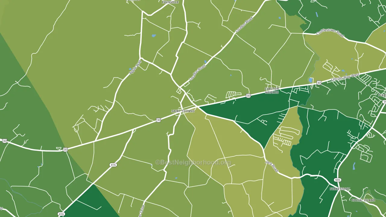 St. Thomas, PA block-group voter-turnout map