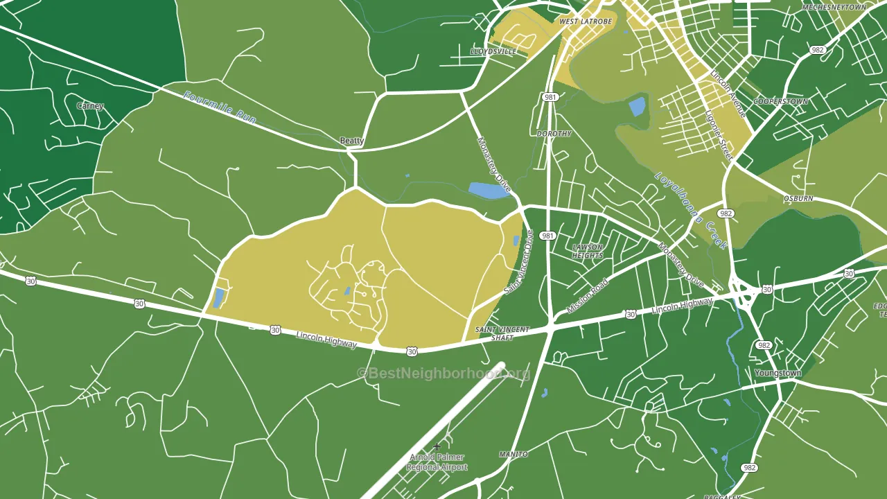 St. Vincent College, PA block-group voter-turnout map