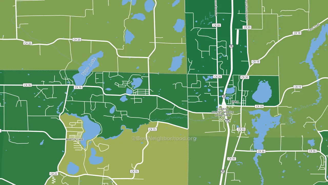 Stacy, MN block-group voter-turnout map