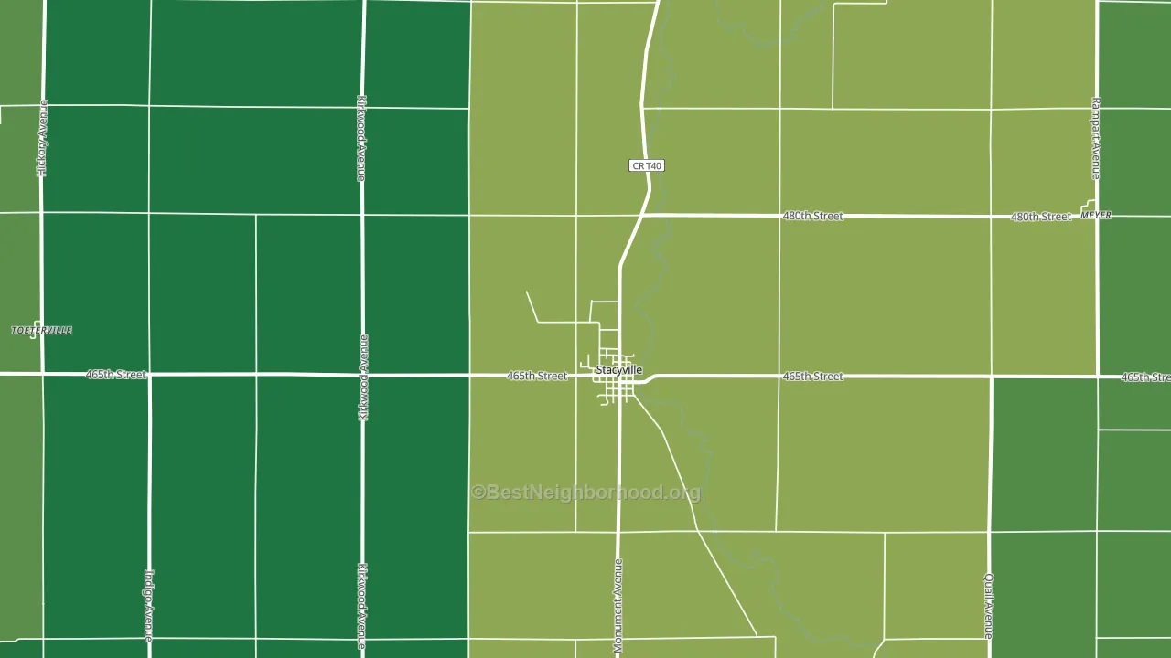 Stacyville, IA block-group voter-turnout map