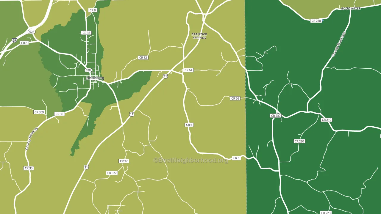 Stafford Springs, MS block-group voter-turnout map