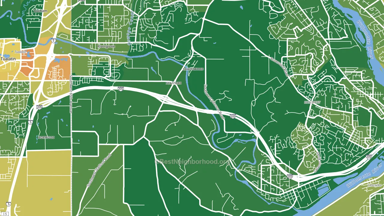 Stafford-Tualatin Valley, West Linn, OR block-group voter-turnout map