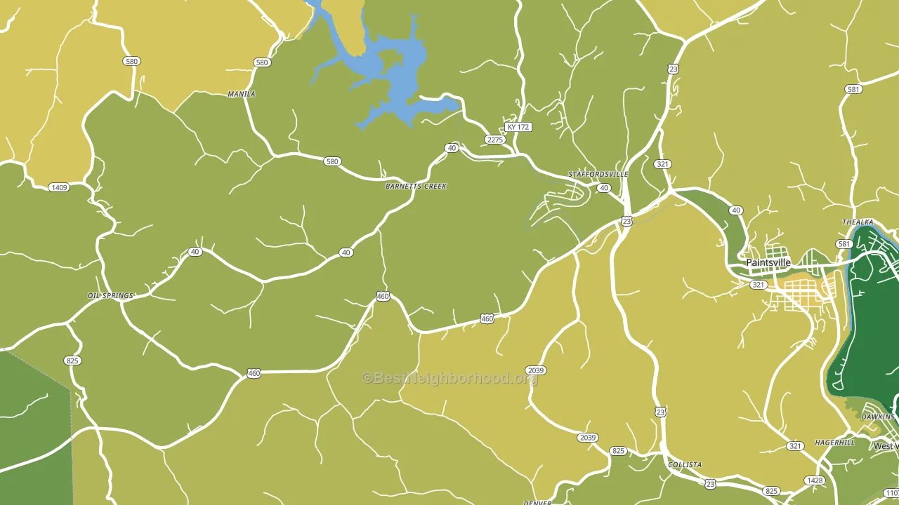 Staffordsville, KY block-group voter-turnout map