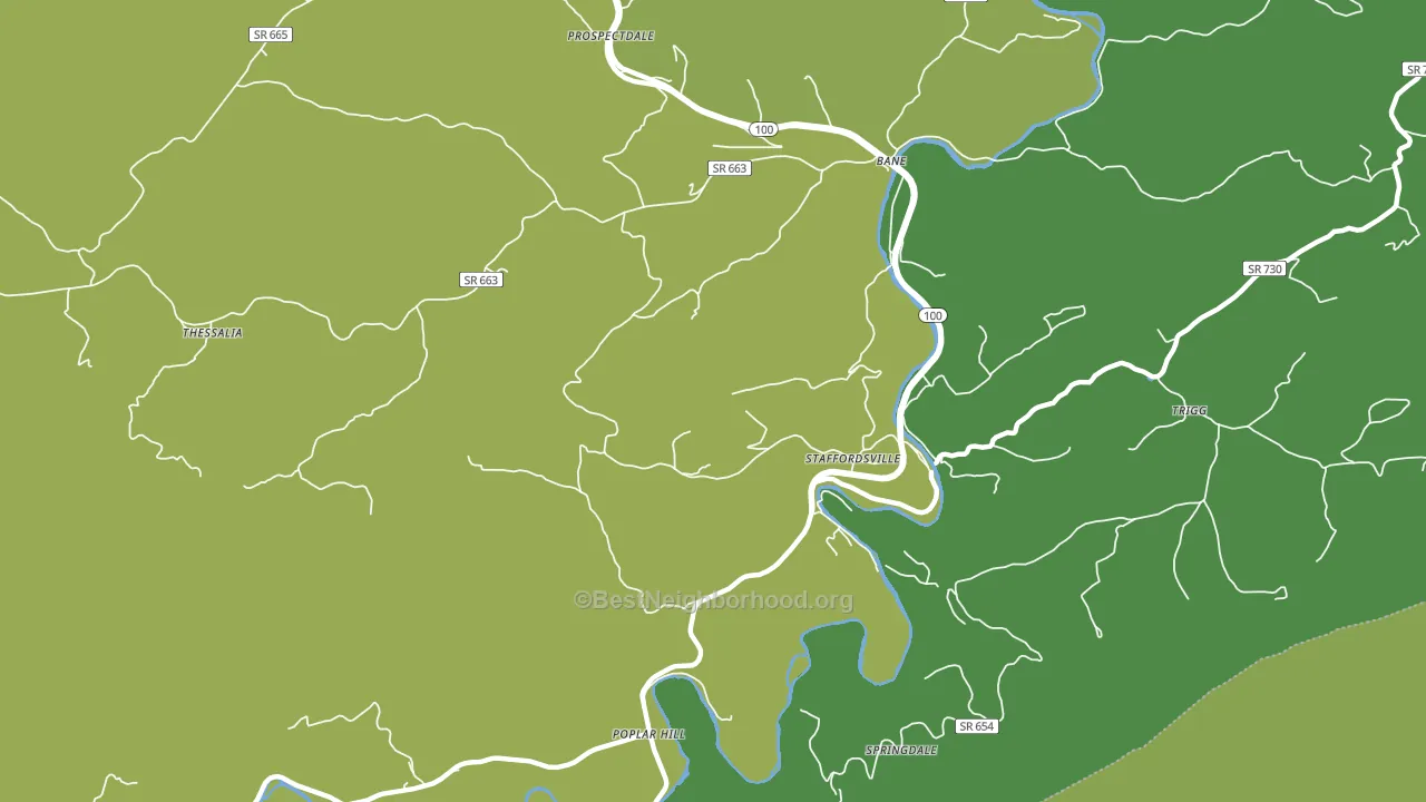 Staffordsville, VA block-group voter-turnout map