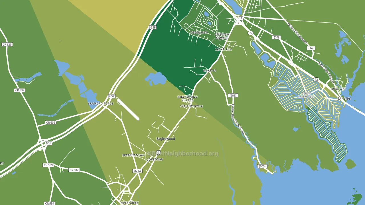 Staffordville, NJ block-group voter-turnout map