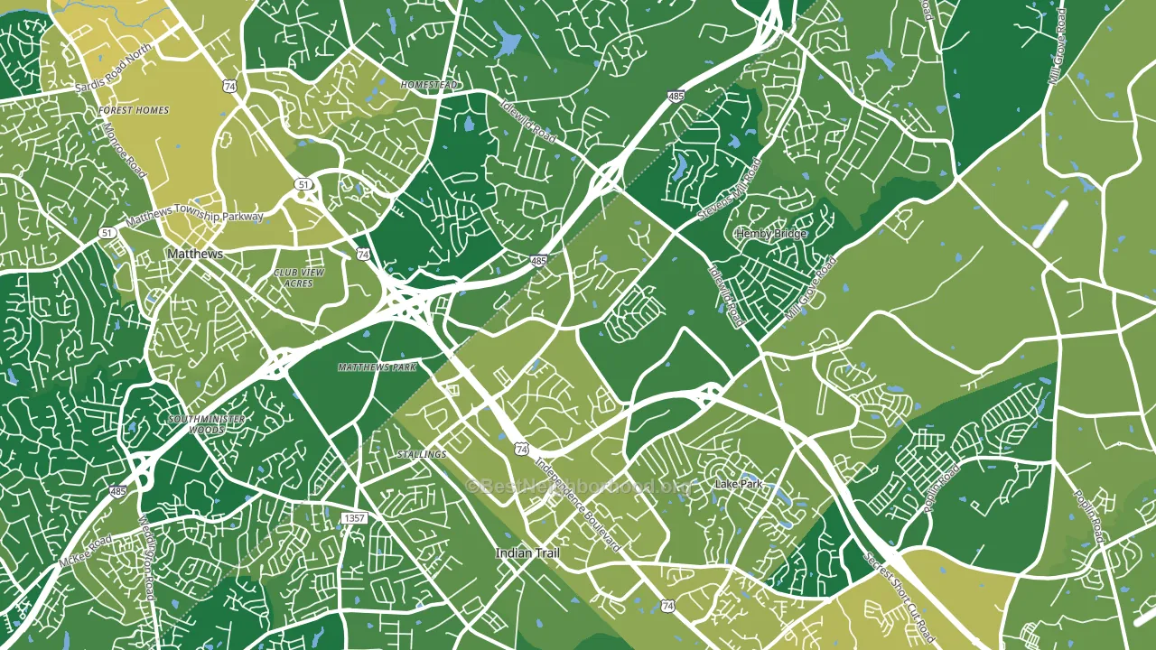 Stallings, NC block-group voter-turnout map