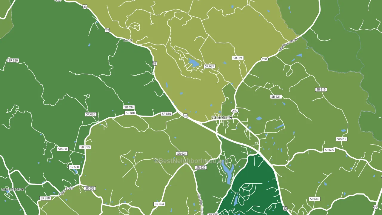 Stanardsville, VA block-group voter-turnout map