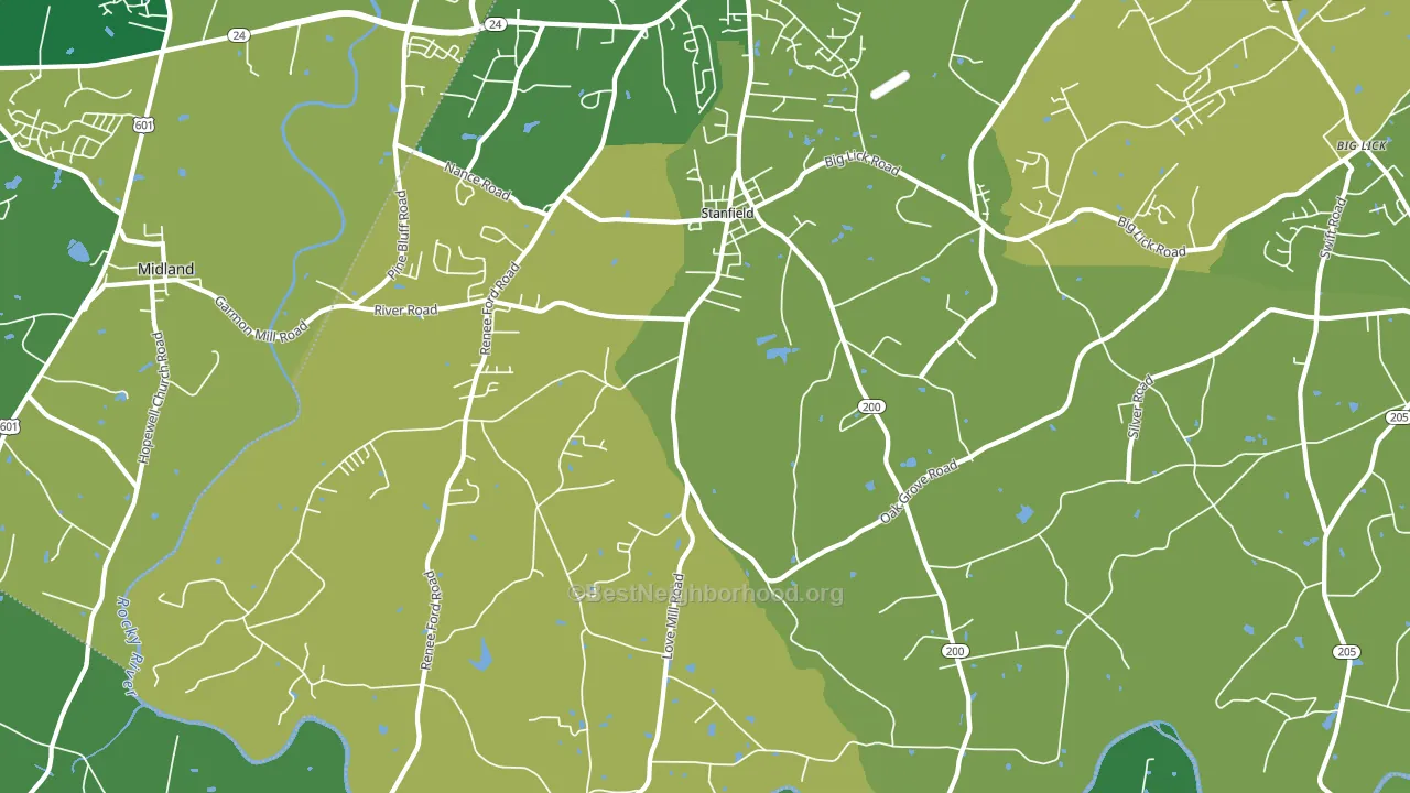 Stanfield, NC block-group voter-turnout map