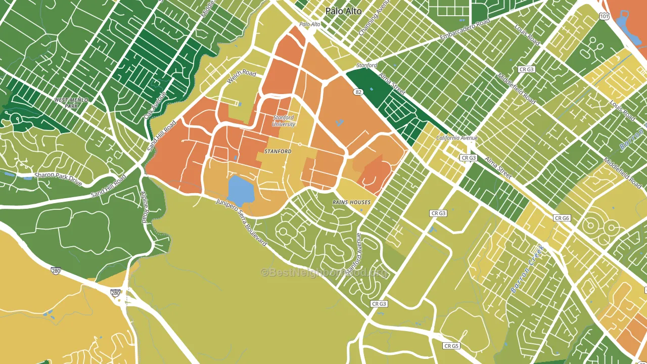 Stanford, CA block-group voter-turnout map