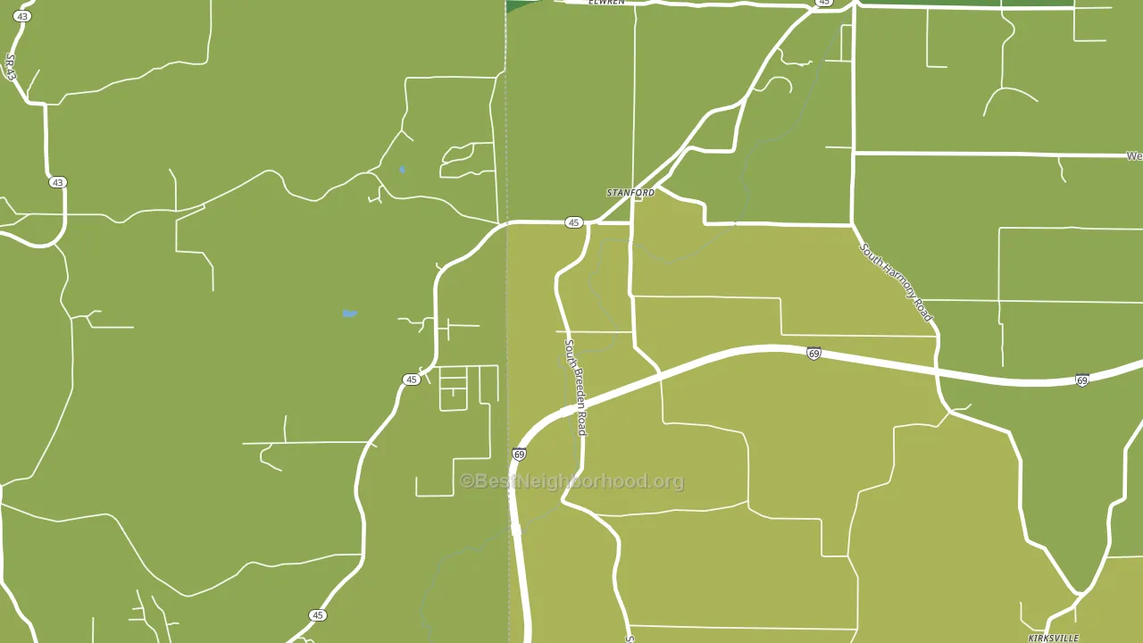 Stanford, IN block-group voter-turnout map