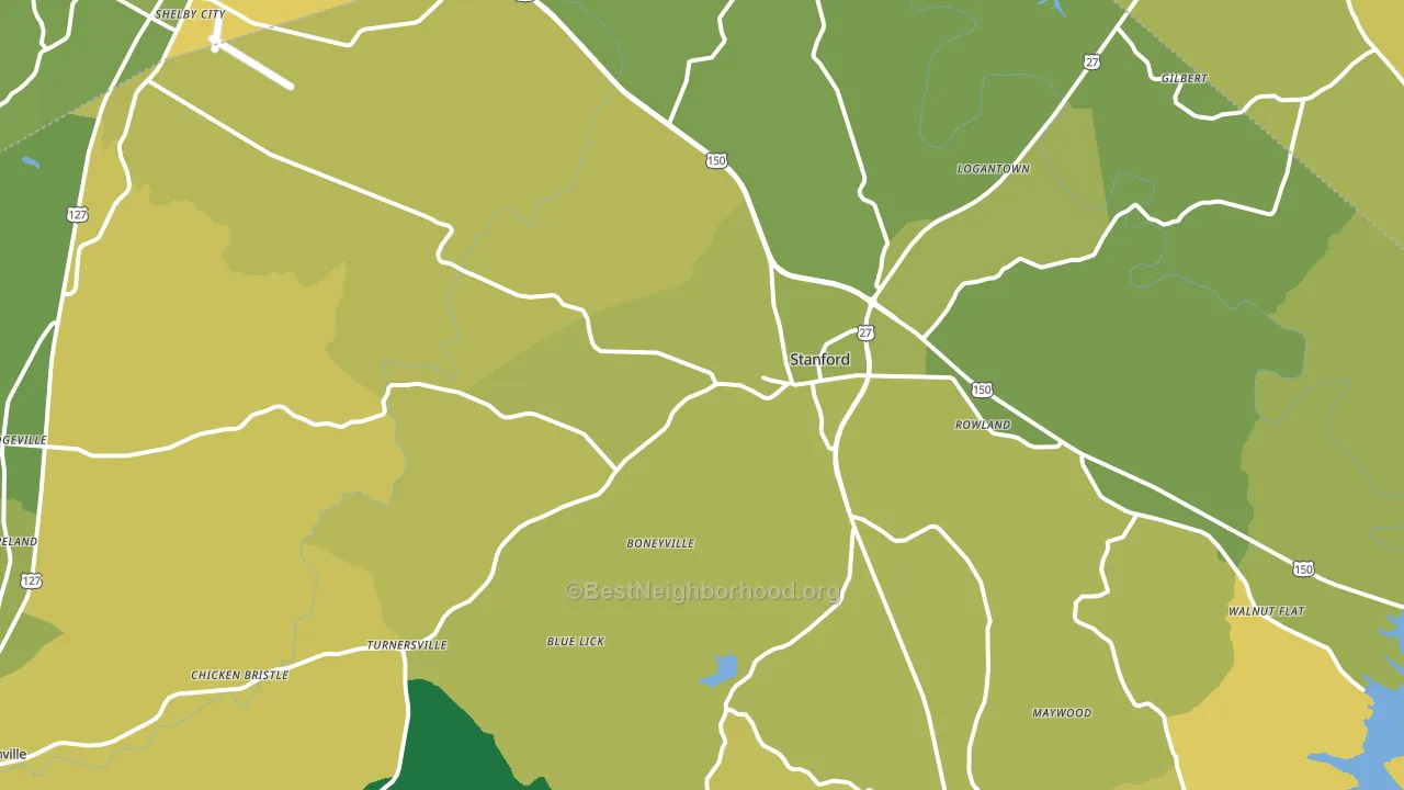 Stanford, KY block-group voter-turnout map