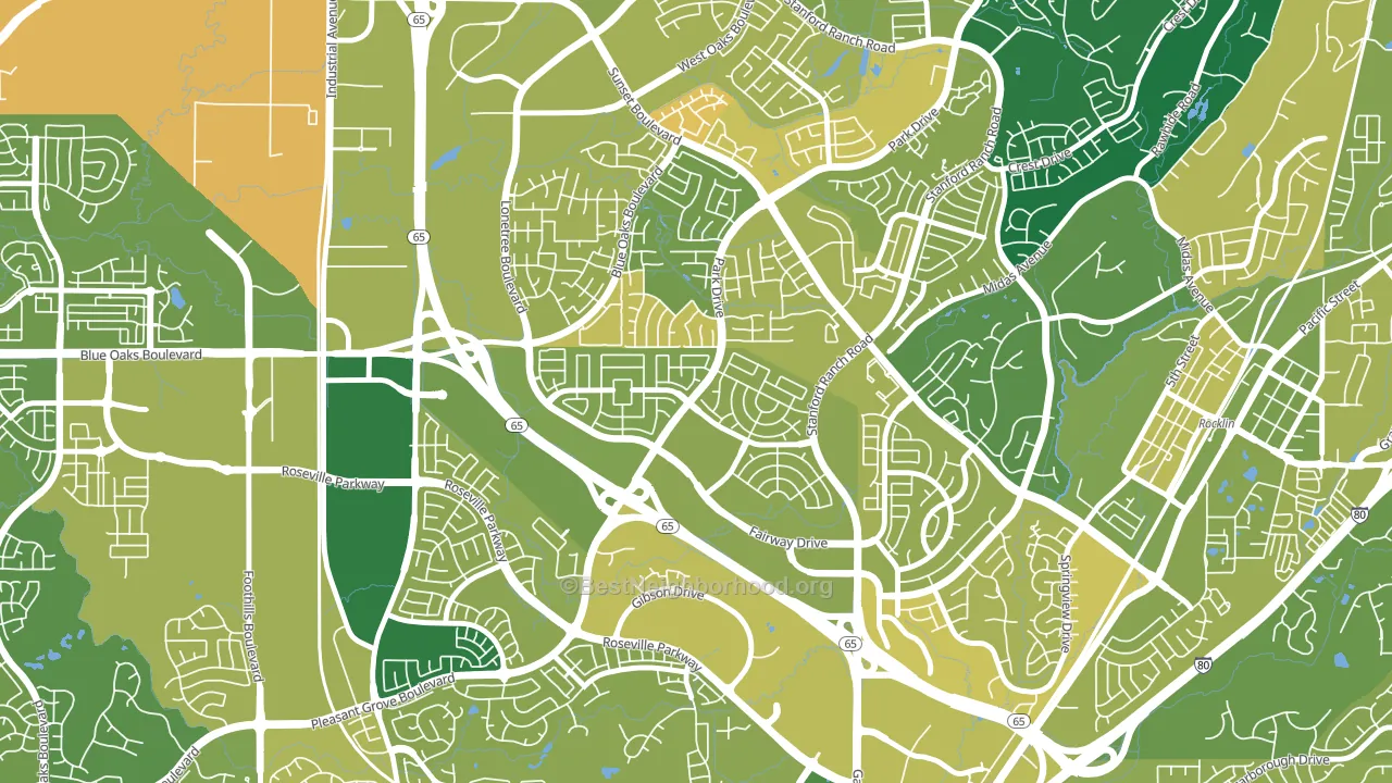 Stanford, Roseville, CA block-group voter-turnout map